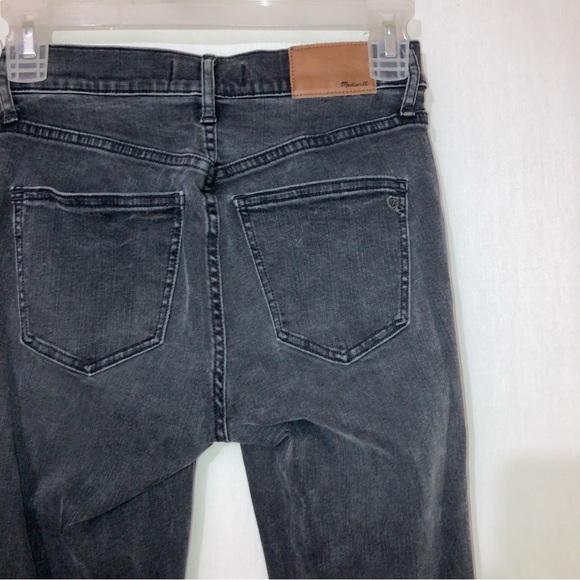 Madewell 9” High Riser Skinny Skinny Black Distressed Jeans Raw Hem Size 25 - Picture 8 of 10